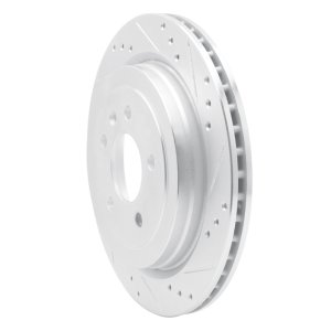 Cadillac ATS Brake Rotor (1) - Rear Right - R1 Concepts - Drilled & Slotted - Silver - `13-`19